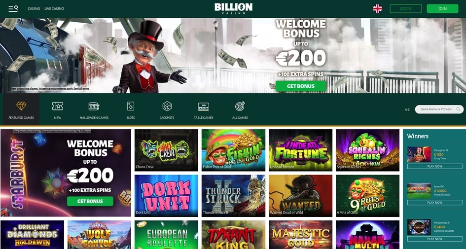 Billion Casino screenshot