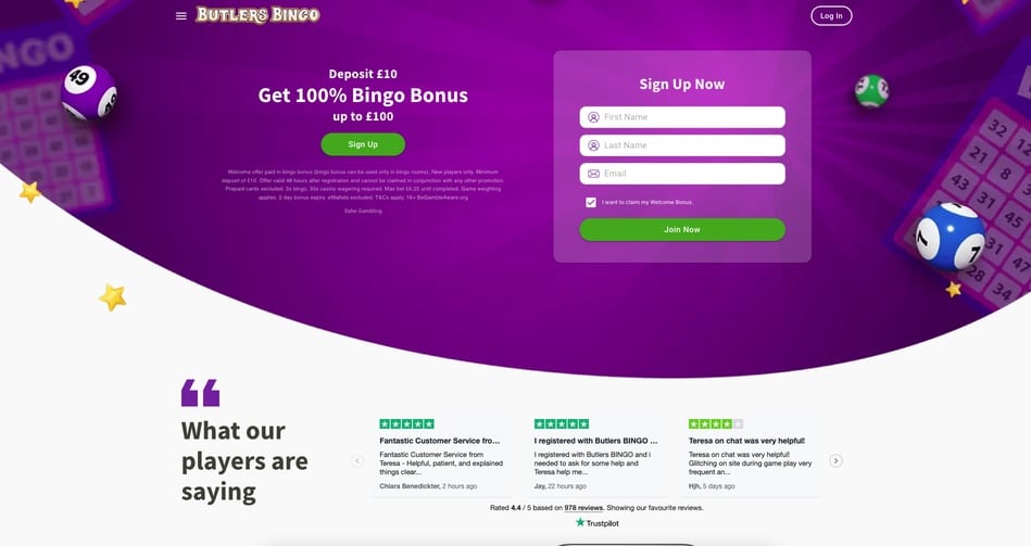 Butlers Bingo screenshot