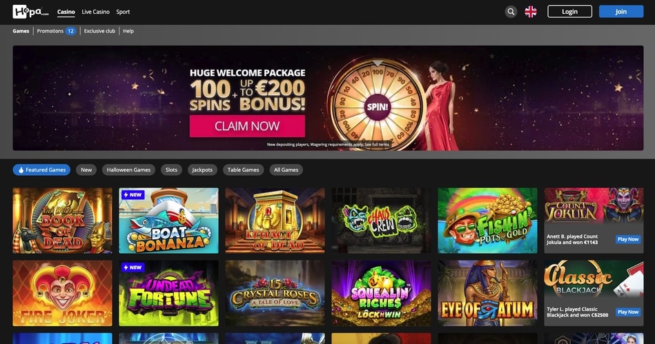 Hopa Casino screenshot