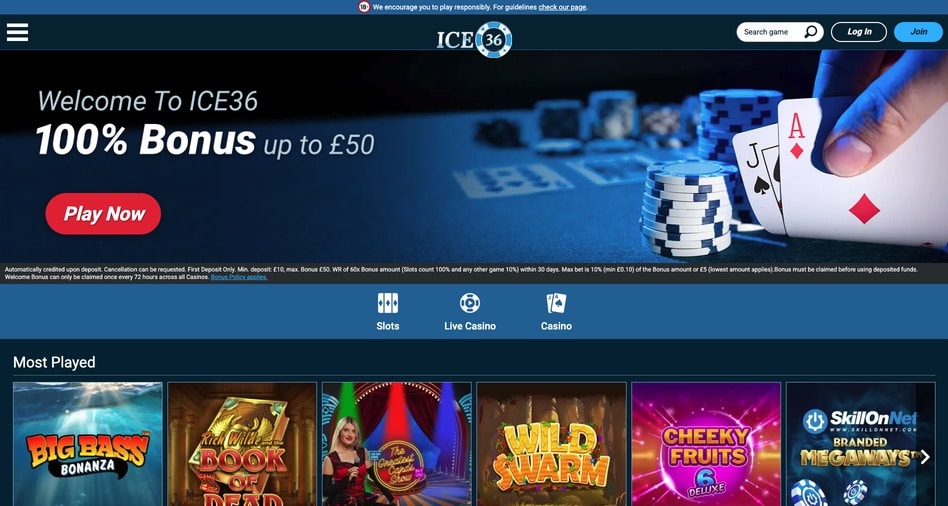 Ice36 Casino screenshot