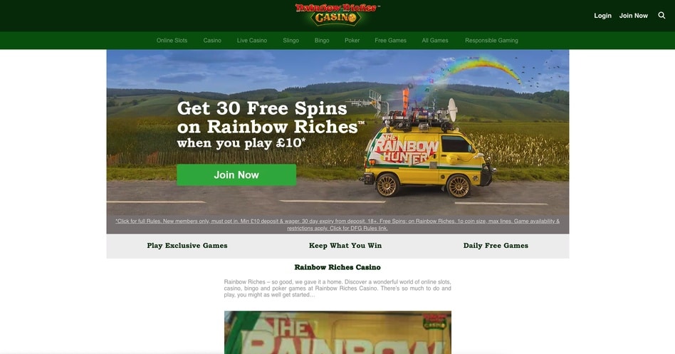 Rainbow Riches Casino screenshot