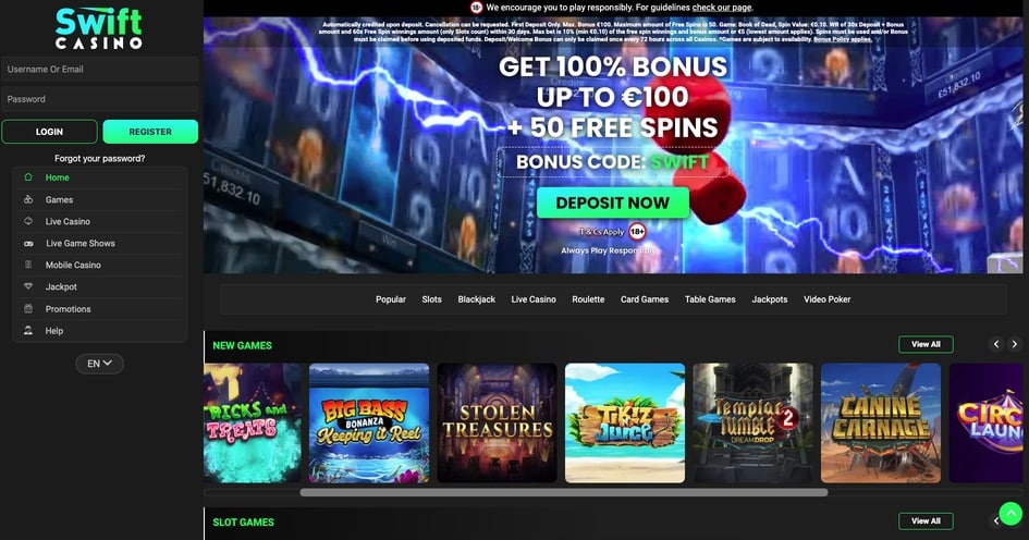 Swift Casino screenshot