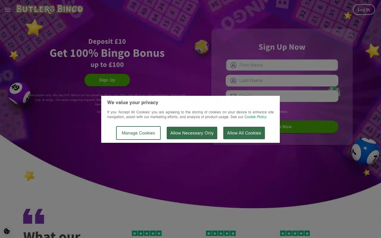 Butlers Bingo screenshot 2026