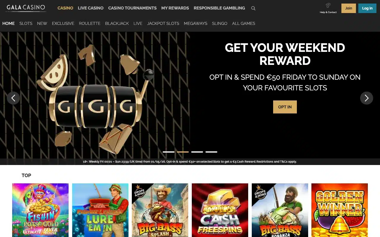 Gala Casino screenshot 2026