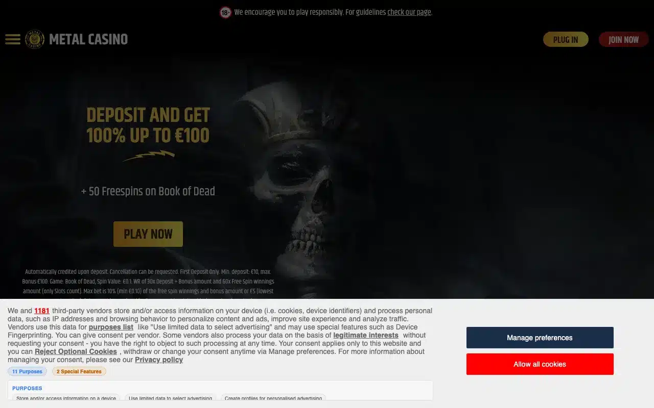 Metal Casino screenshot 2026