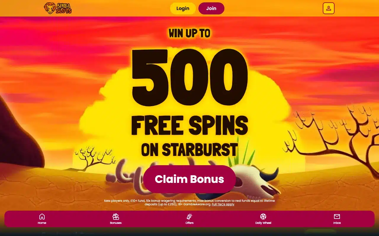 Simba Slots screenshot 2026