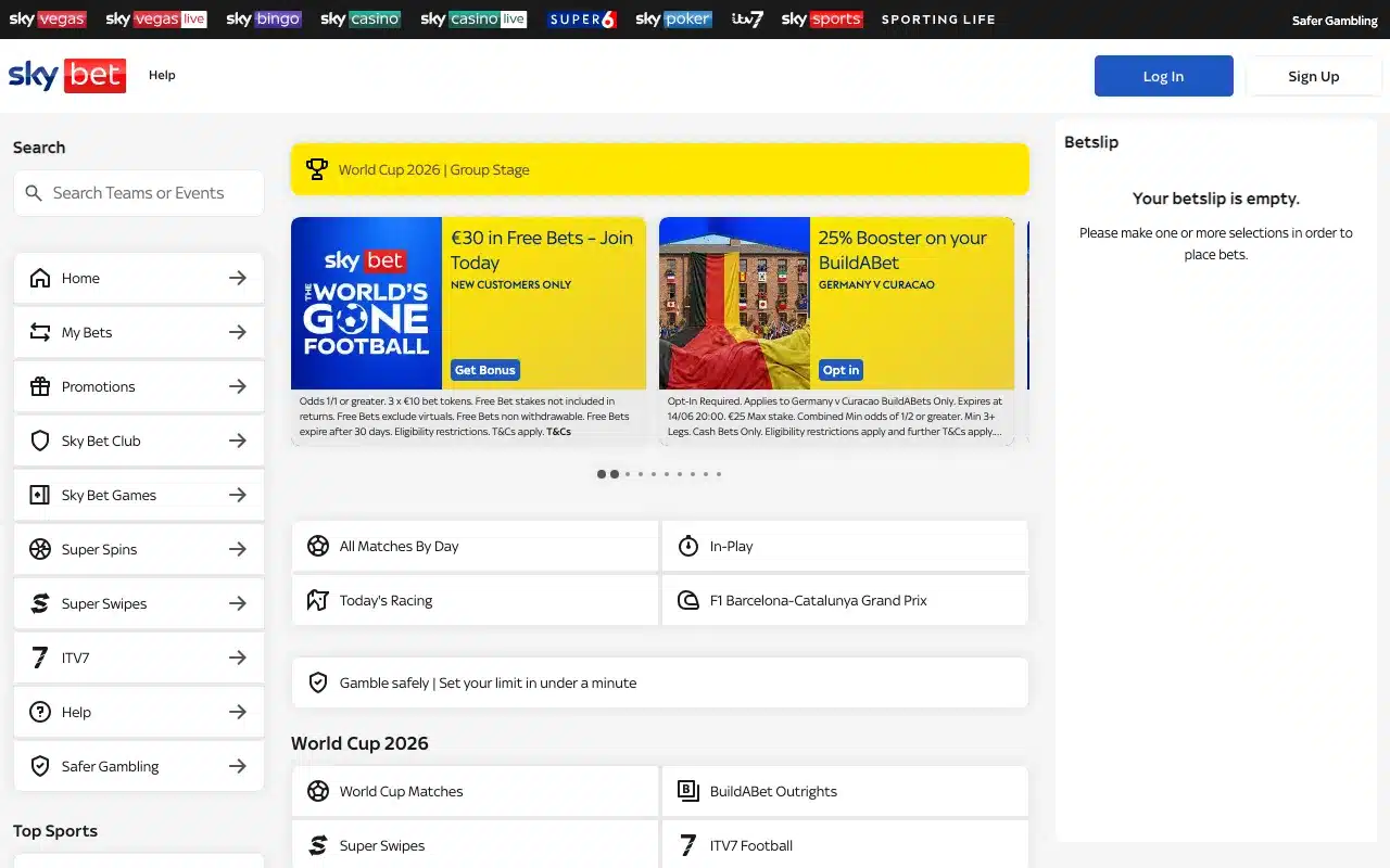 Sky Bet screenshot 2026