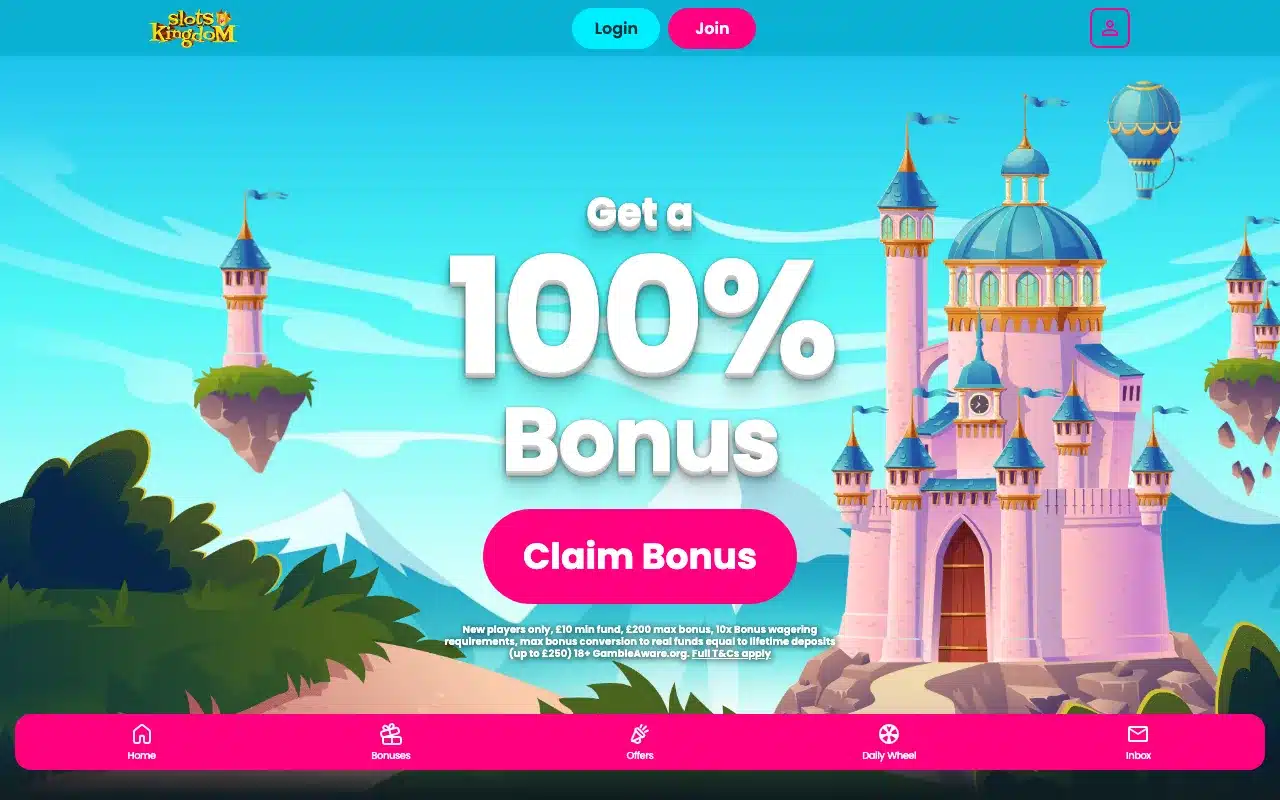 Slots Kingdom homepage screenshot