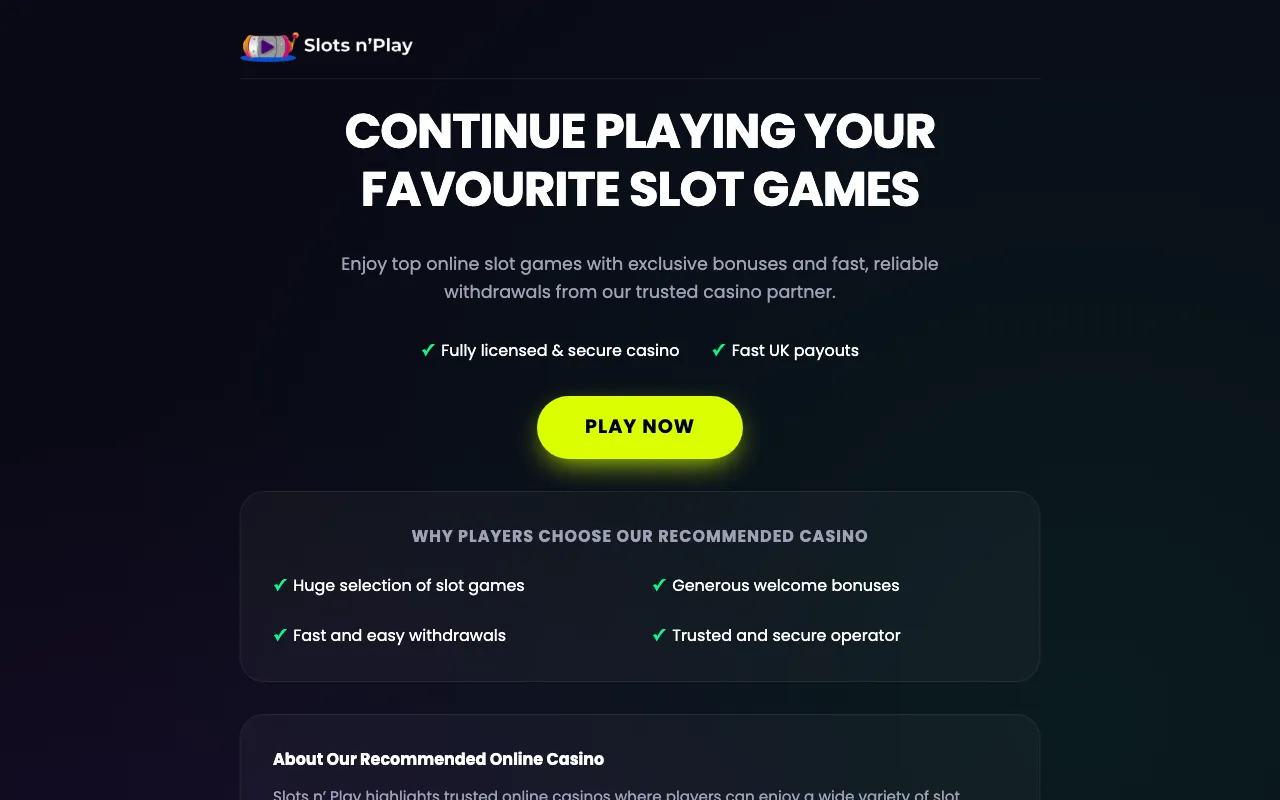 Slotsnplay screenshot 2026