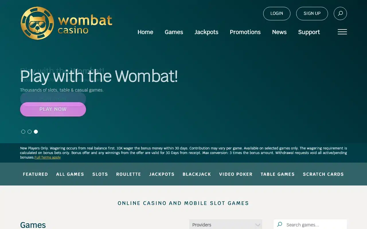 Wombat Casino screenshot 2026