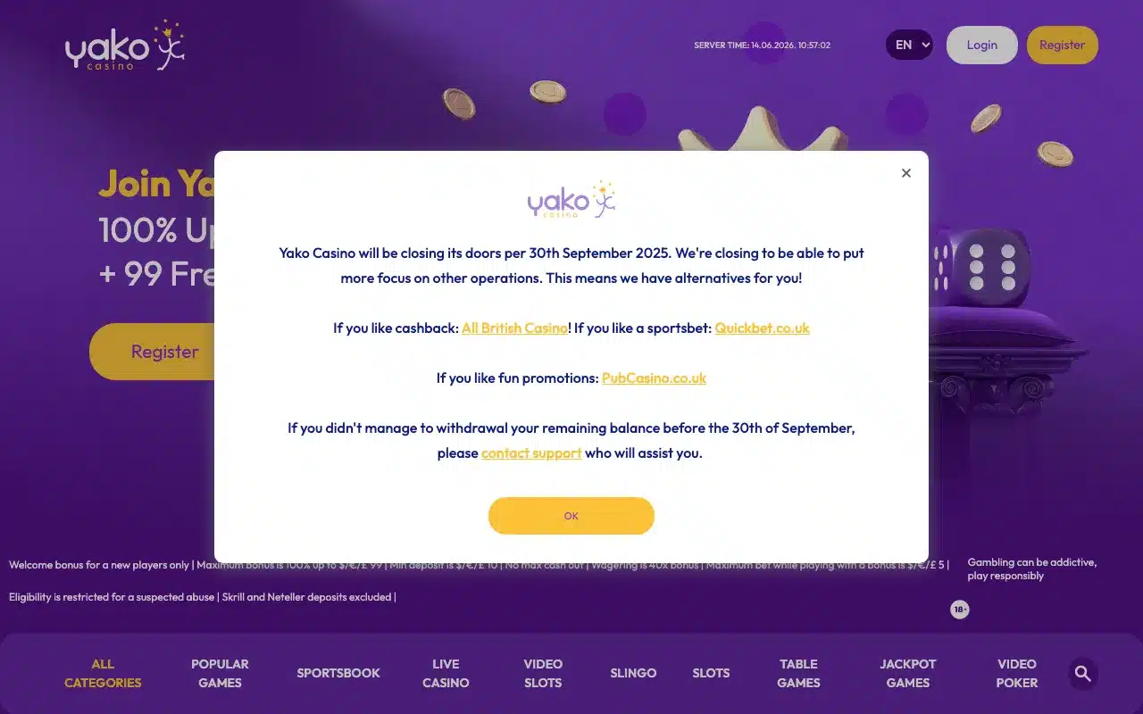 Yako Casino screenshot 2026