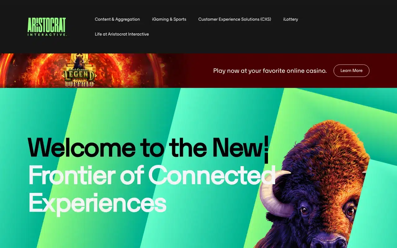 Current Aristocrat Interactive homepage, the parent group of Aspire Global