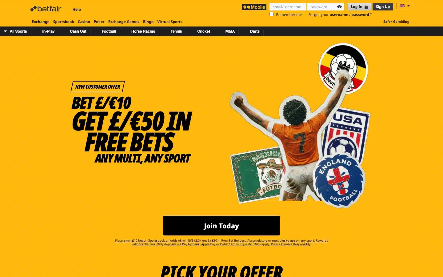 Betfair screenshot