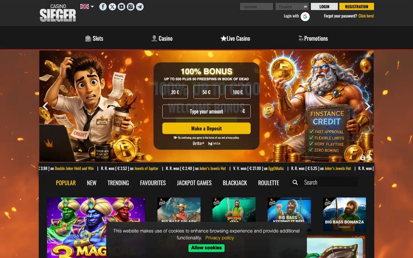 Casino Sieger casino homepage