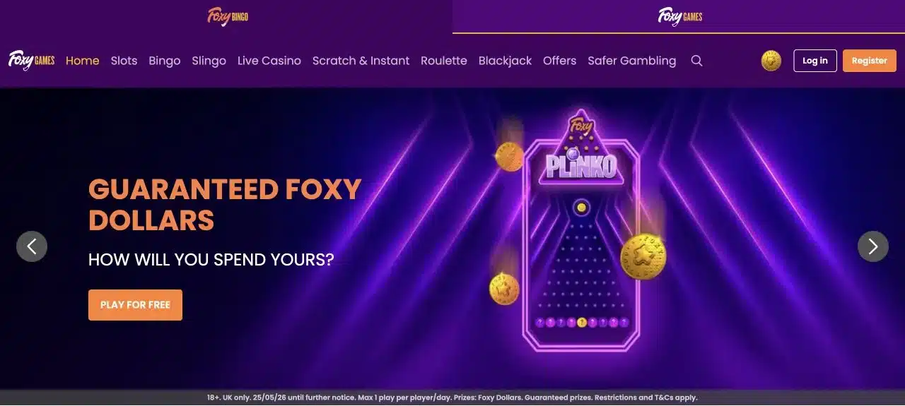 Foxy Games lobby hosted on the Foxy Bingo website