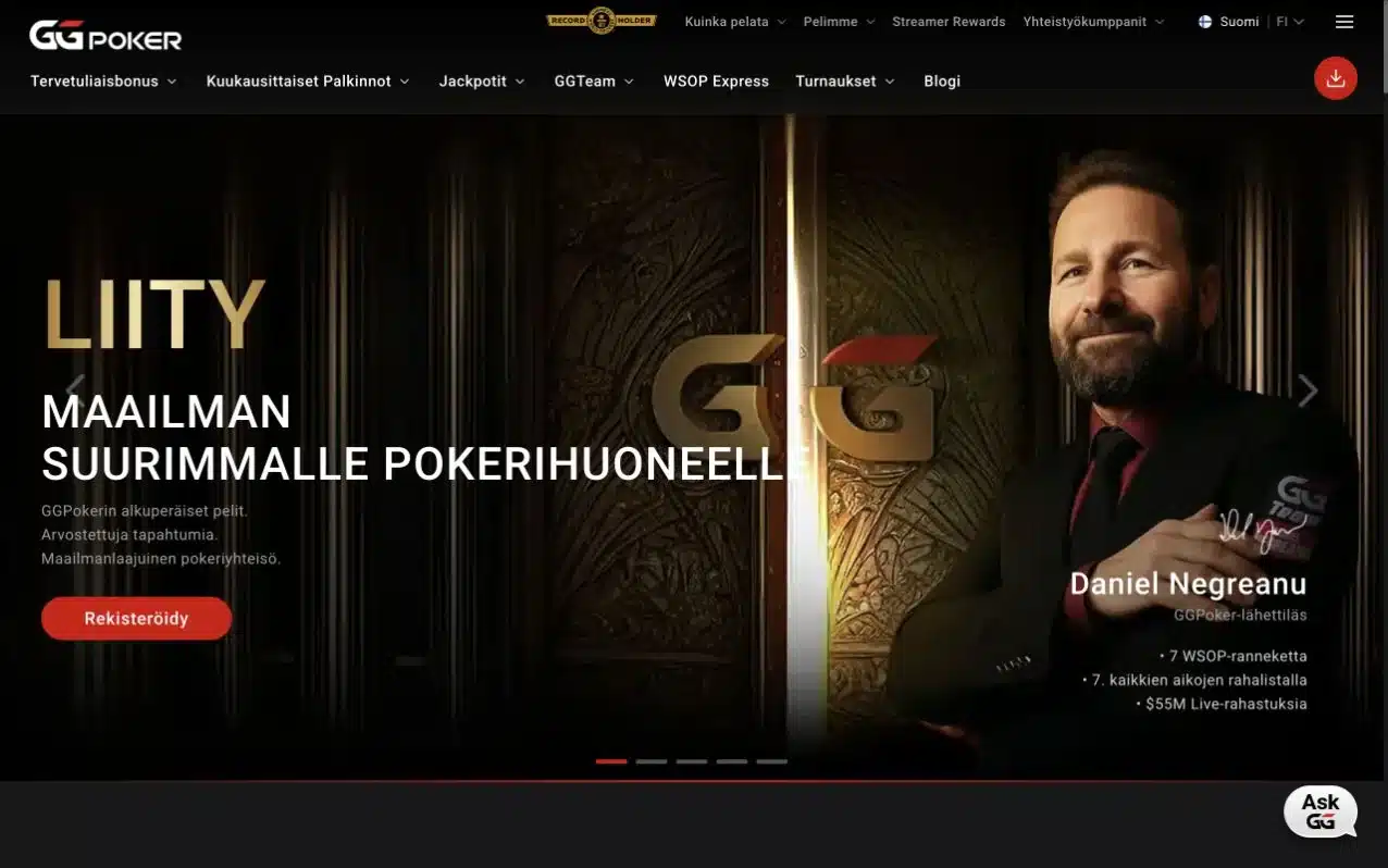 GGPoker homepage screenshot