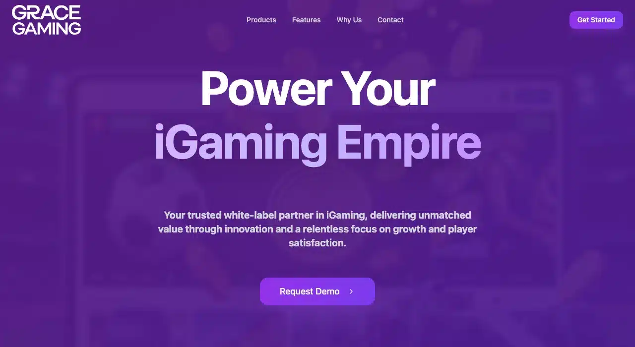 Current Grace Gaming company homepage and white-label platform