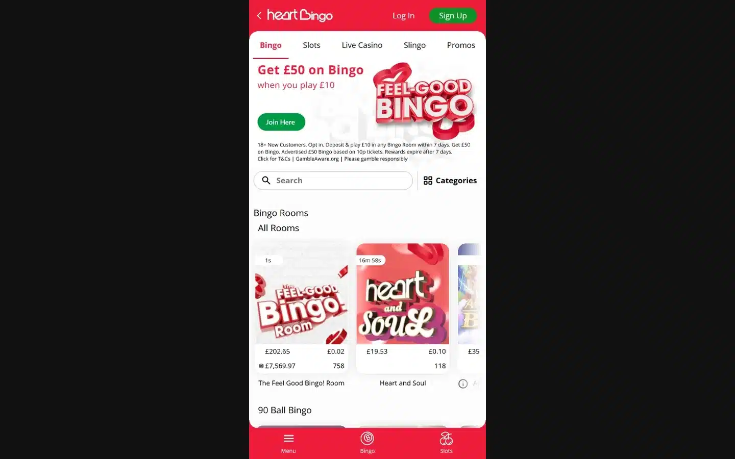 HBingo homepage screenshot