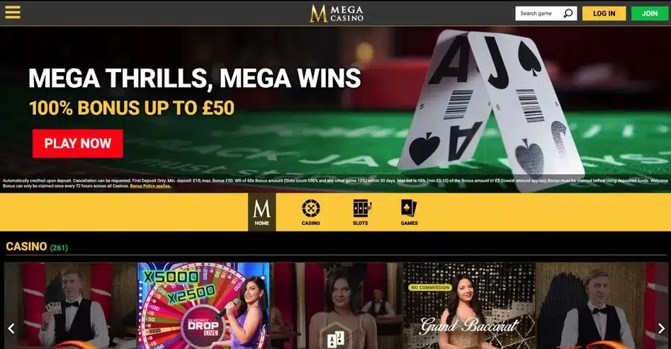 Mega Casino screenshot 2026
