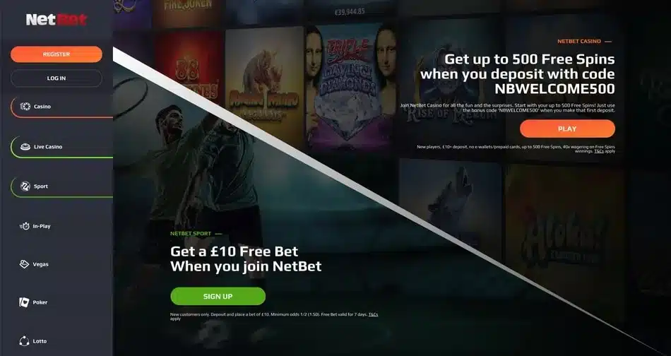 NetBet Casino homepage screenshot July 2026