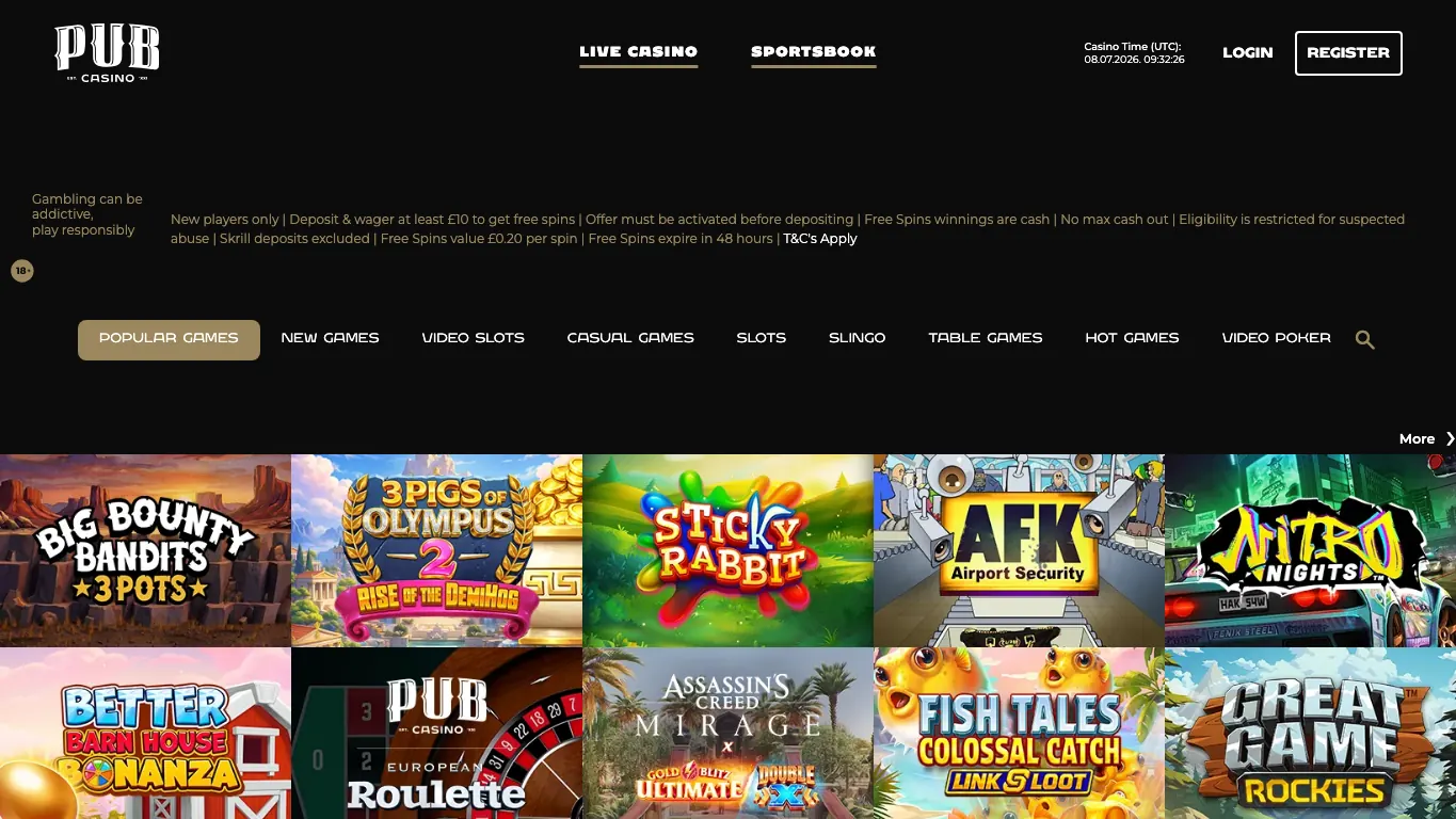 Pub Casino screenshot 2026