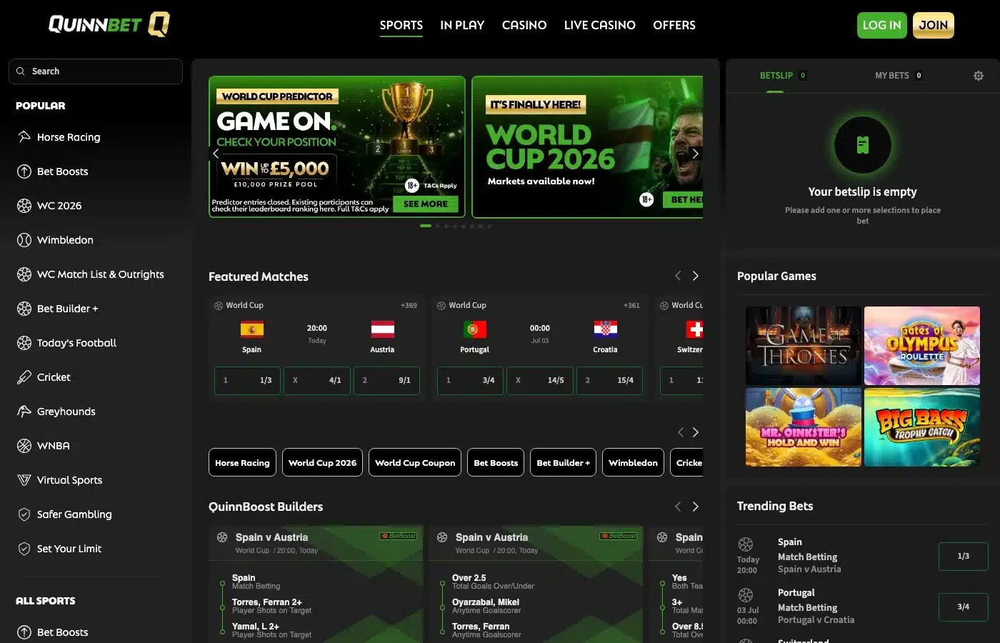 QuinnBet screenshot