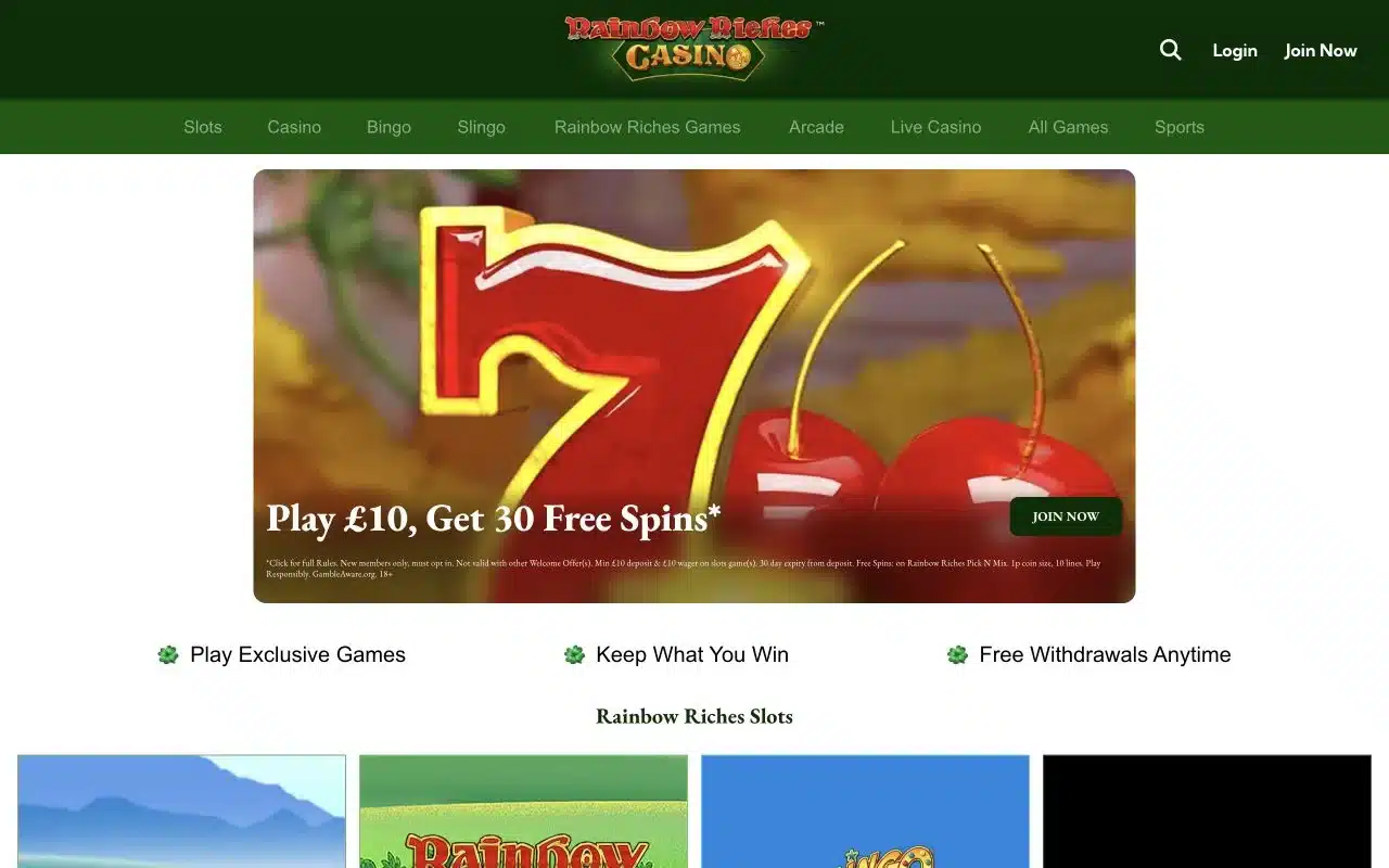 Rainbow Riches Casino screenshot 2026