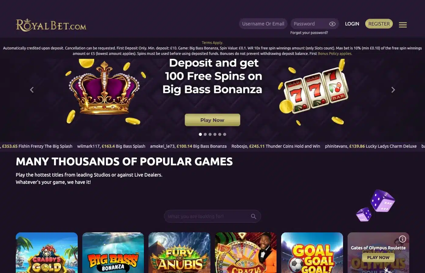 Royalbet screenshot
