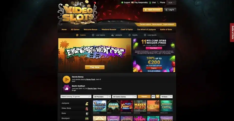 Earlier Video Slots interface with euro-denominated welcome offer