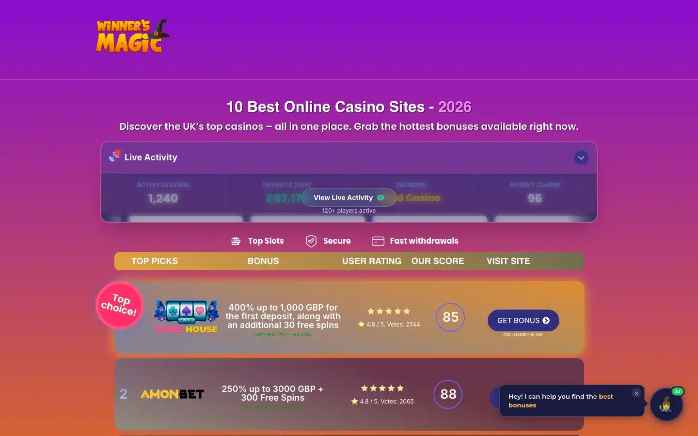 Winners Magic screenshot 2026