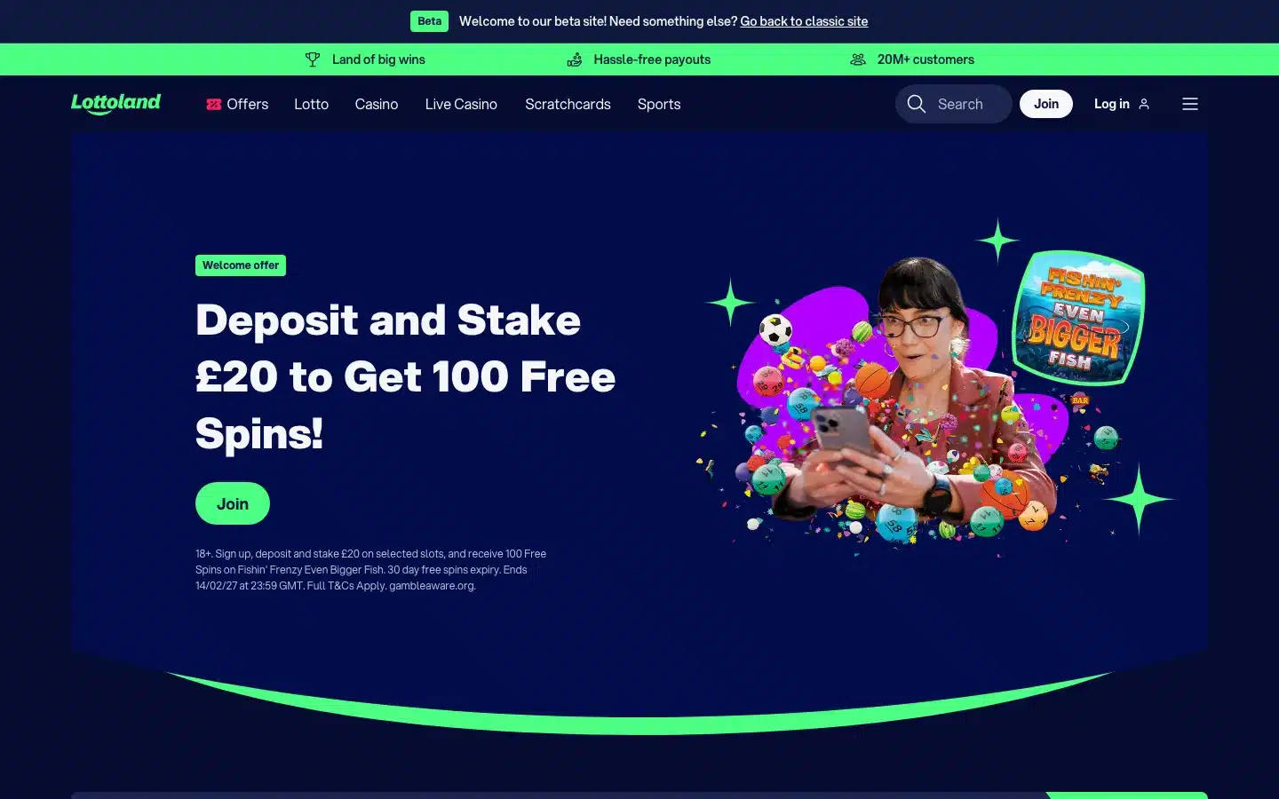 Lottoland UK homepage